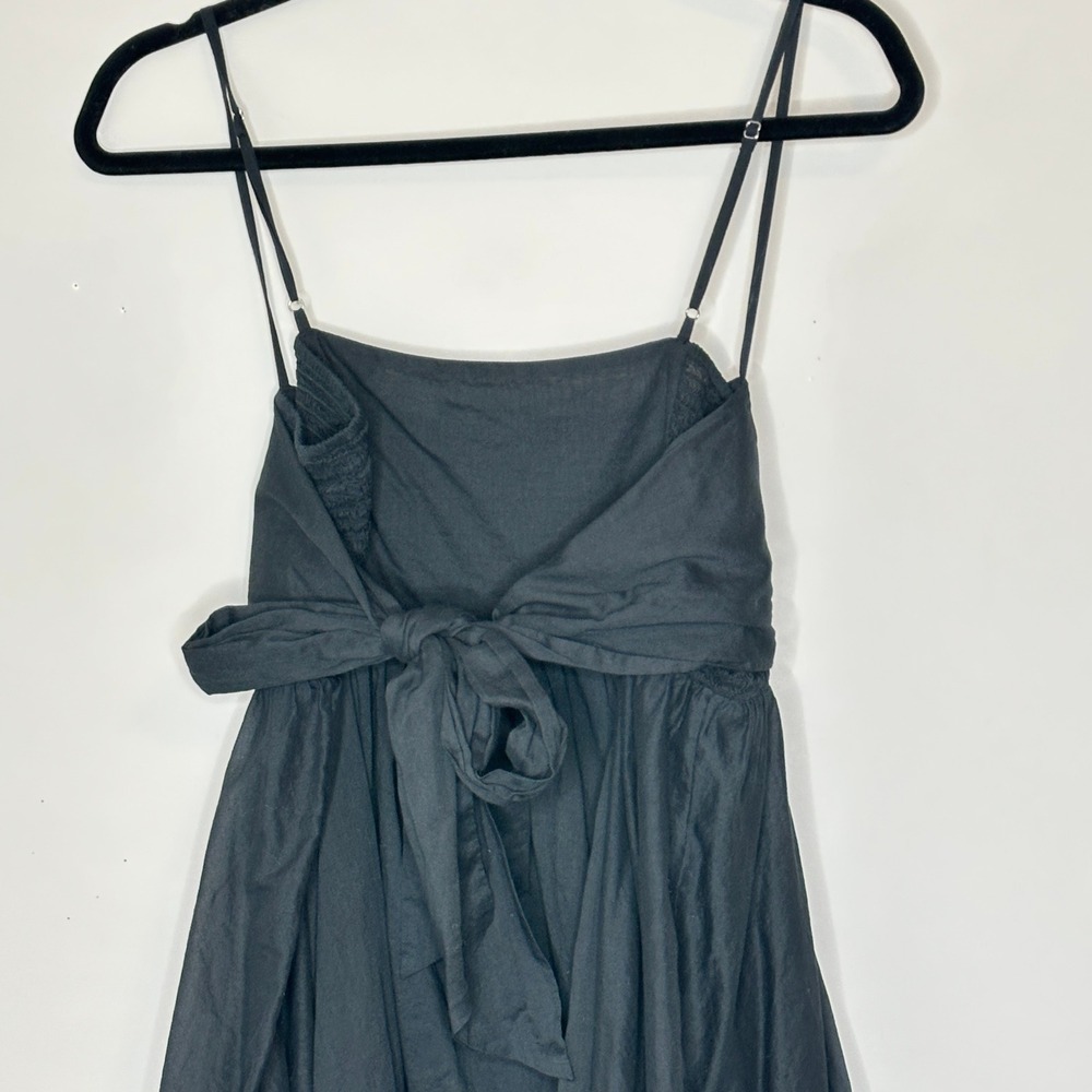 J. Crew Re-Imagined‎ Bow Front Black Cotton Beach Midi Dress Summer Medium - Picture 11 of 13